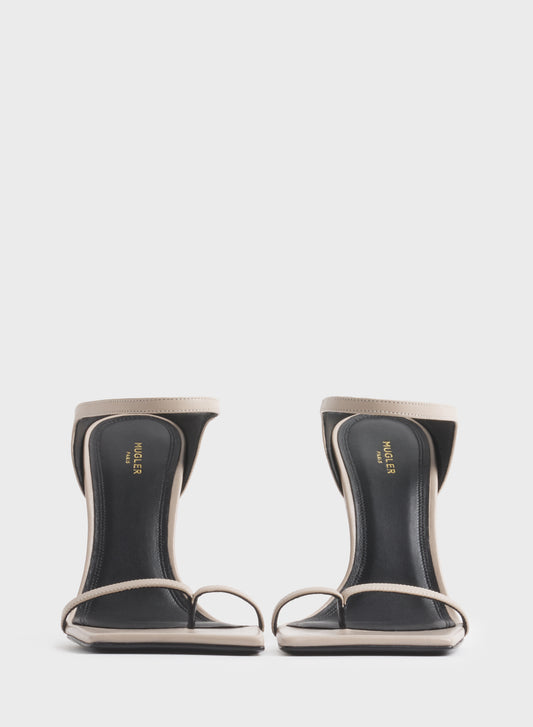 Light taupe thong square sandals 105