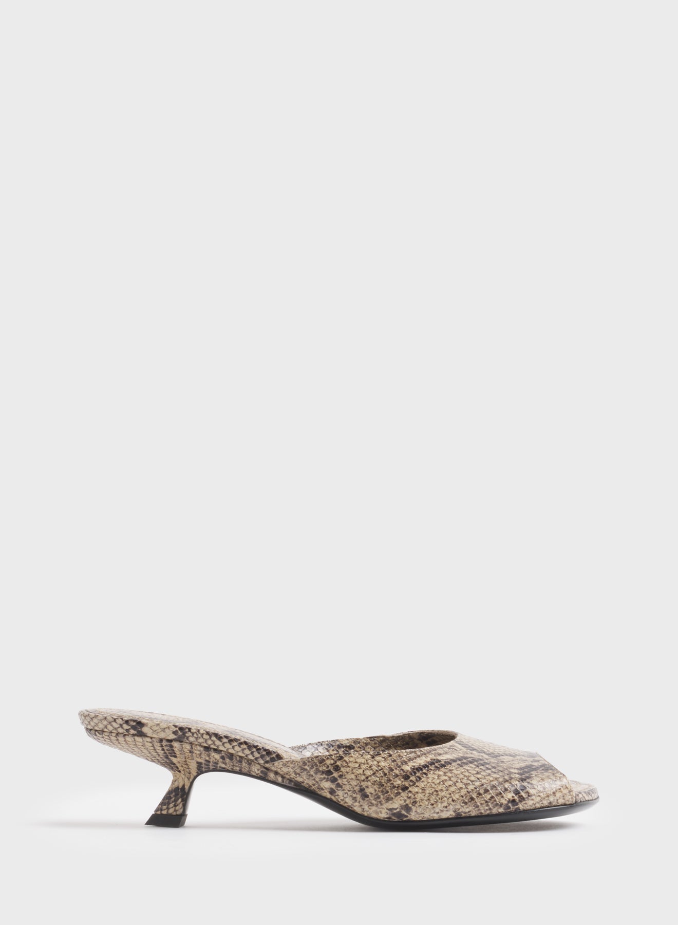 Faux python peep-toe mules 45
