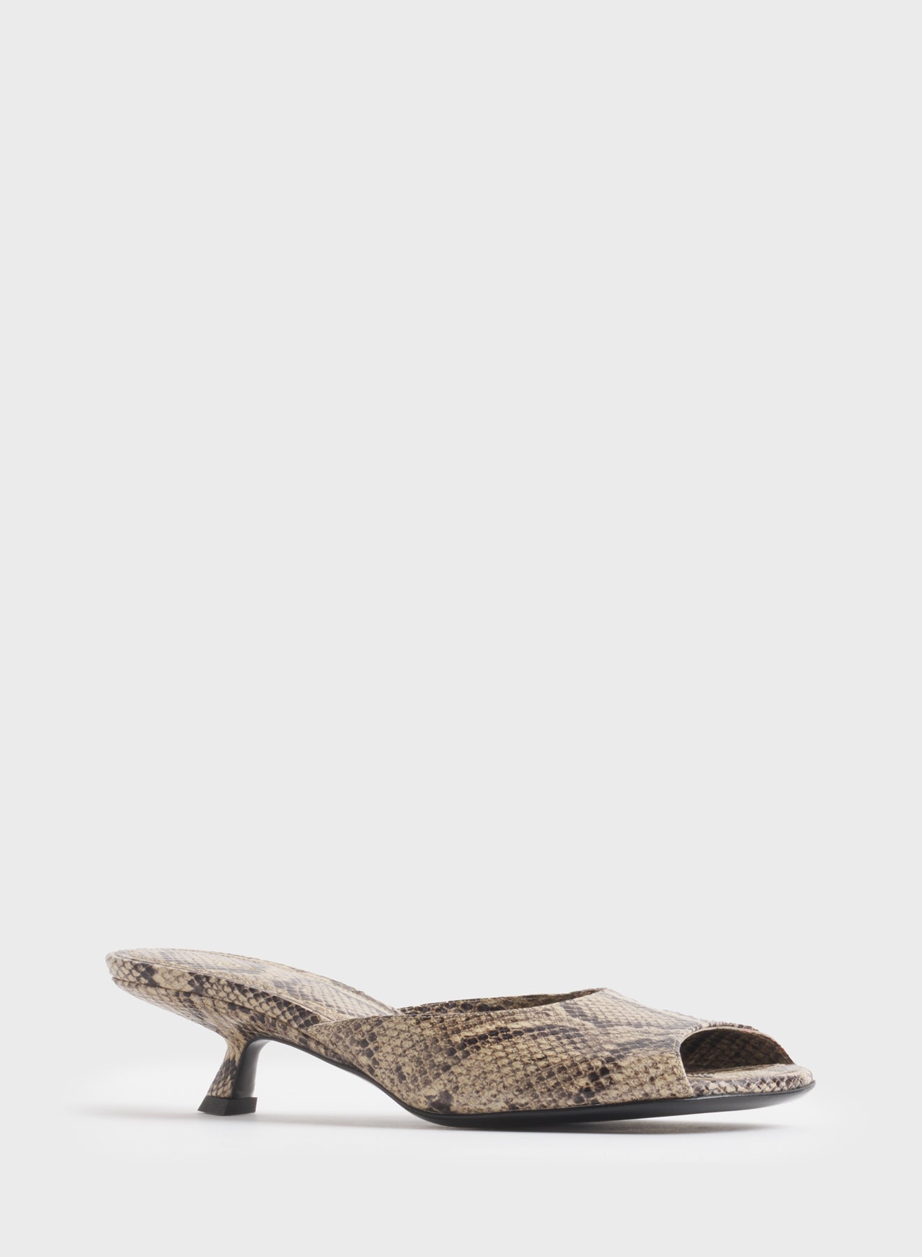 Faux python peep-toe mules 45