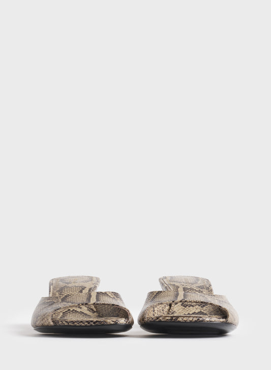 Faux python peep-toe mules 45