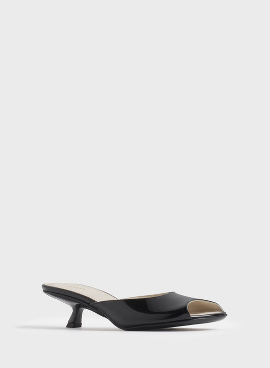 Black peep-toe mules 45