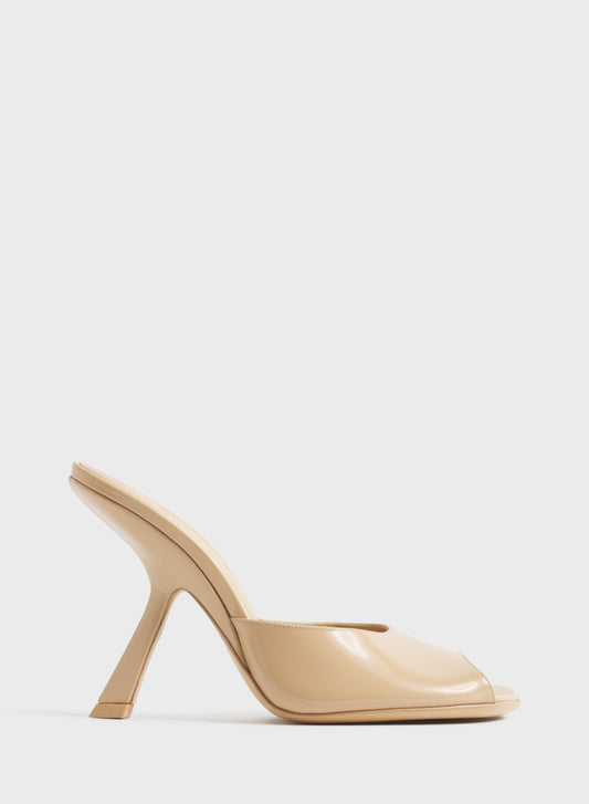 Tan peep-toe mules 105