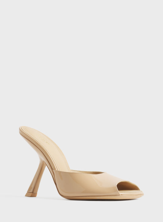 Tan peep-toe mules 105