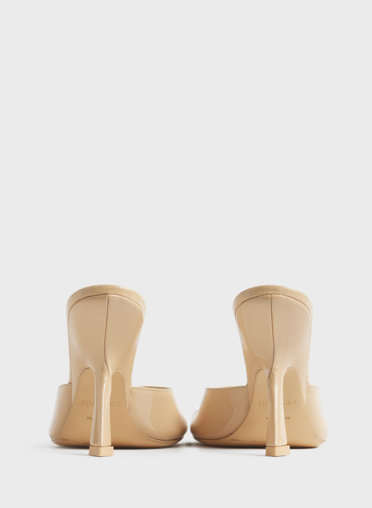 Tan peep-toe mules 105