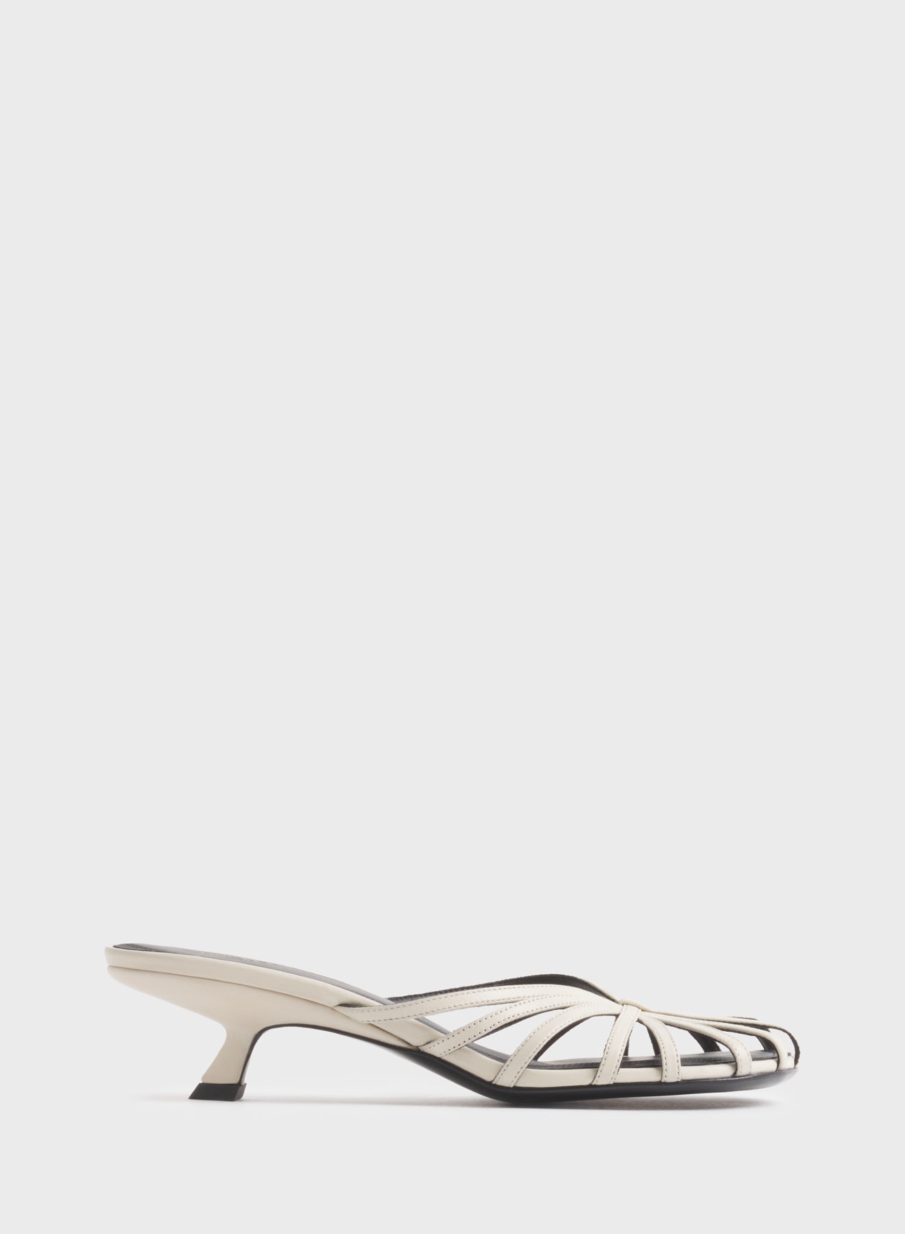 White knotted strap mules 45