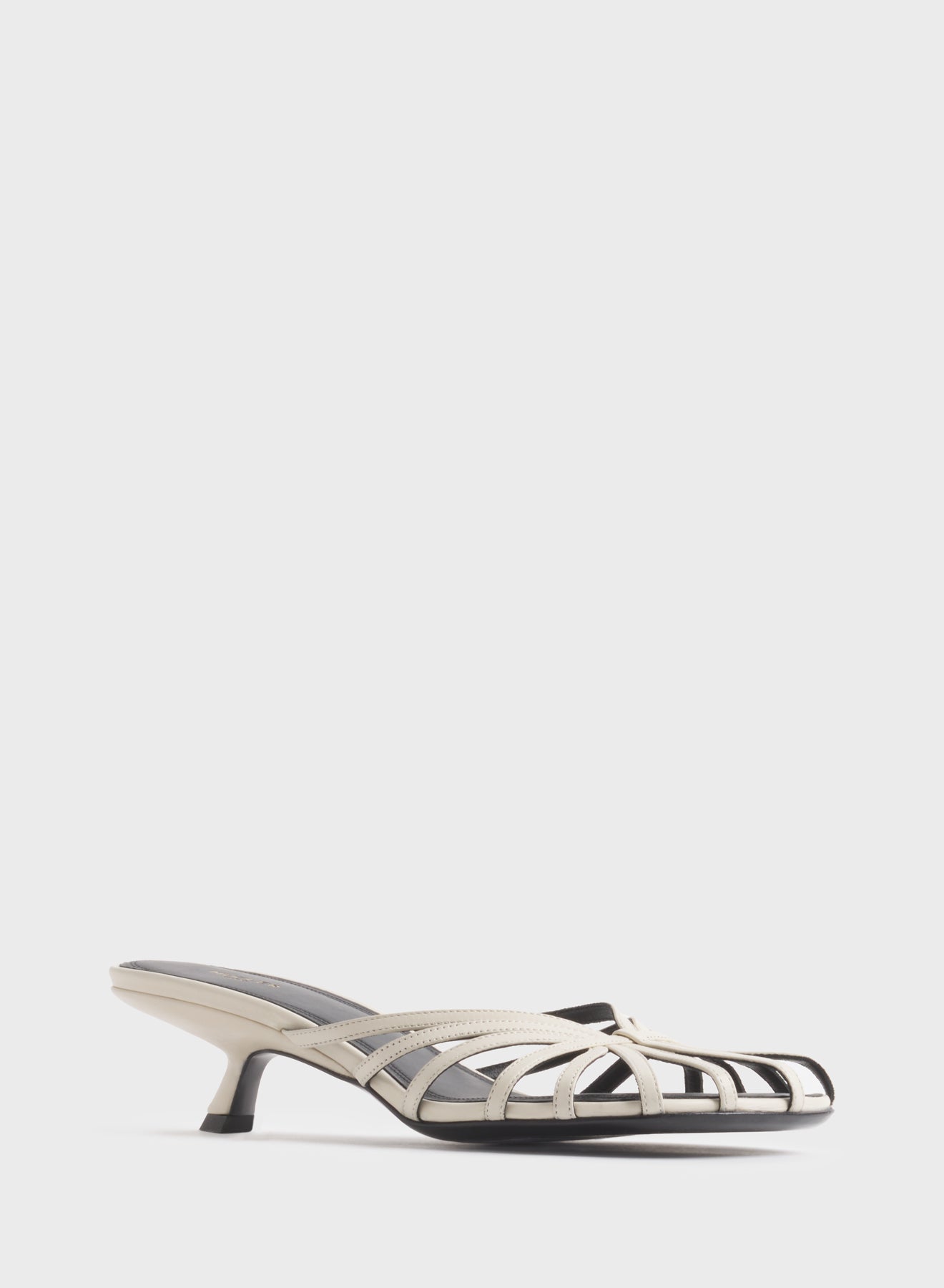 White knotted strap mules 45