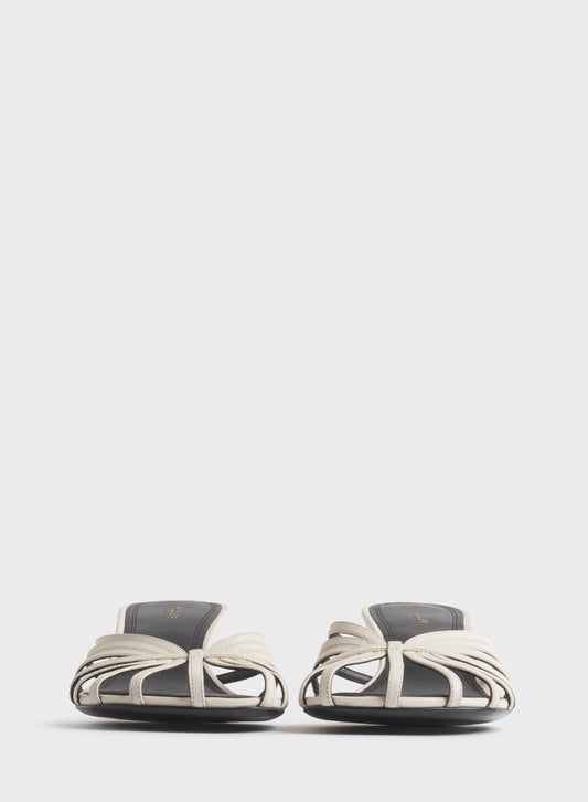 White knotted strap mules 45