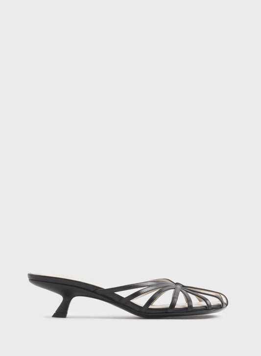 Black knotted strap mules 45