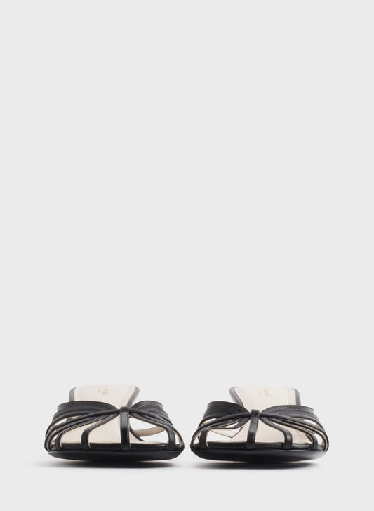 Black knotted strap mules 45
