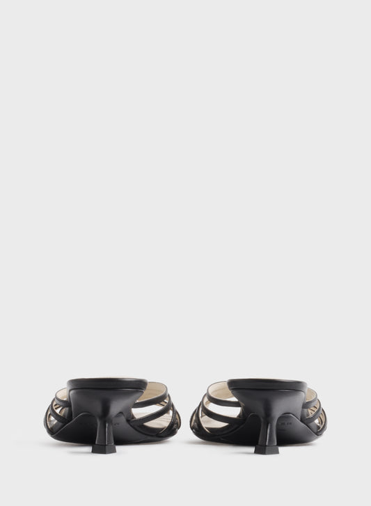Black knotted strap mules 45