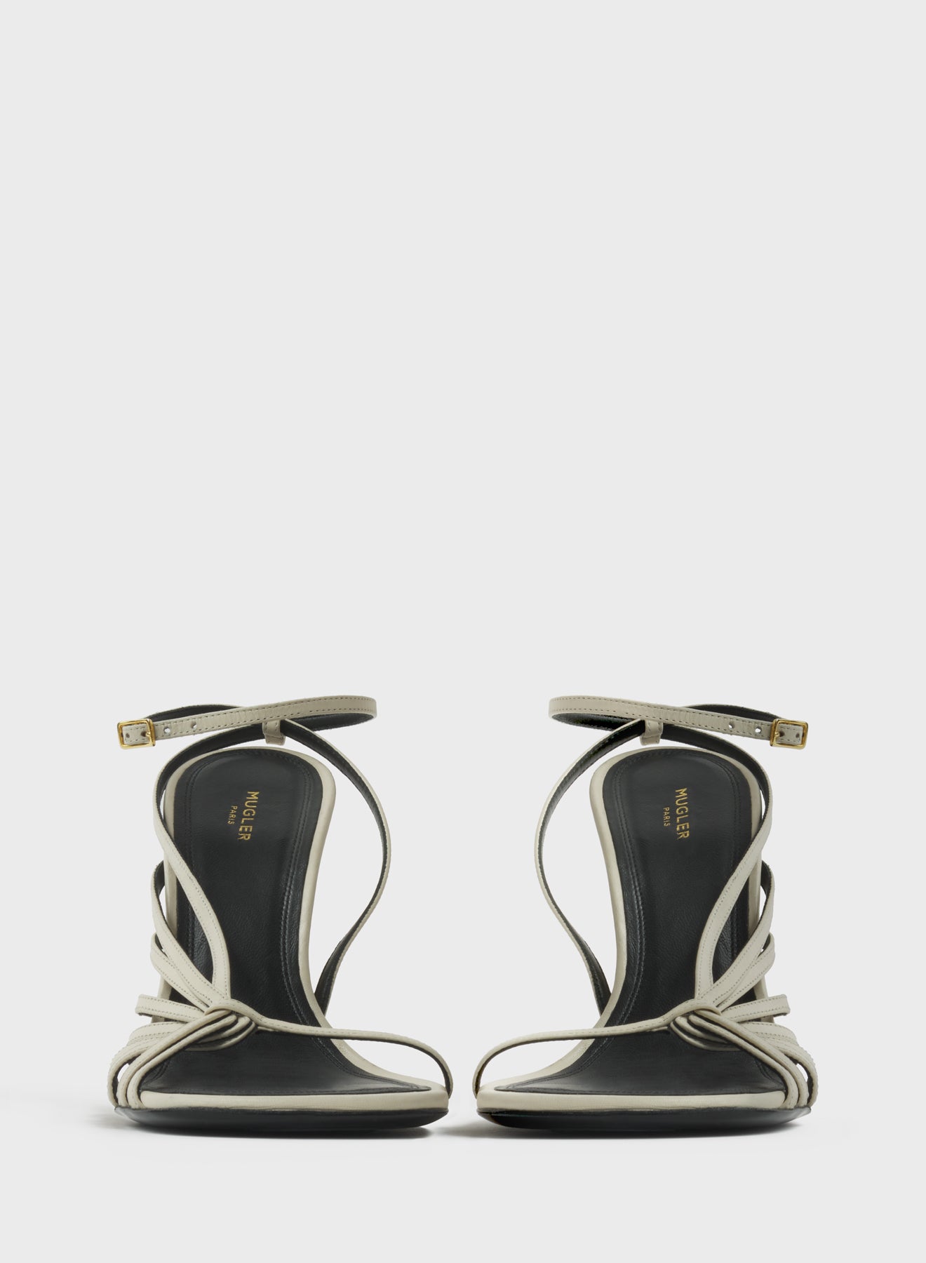 Milk knotted t-strap sandals 105