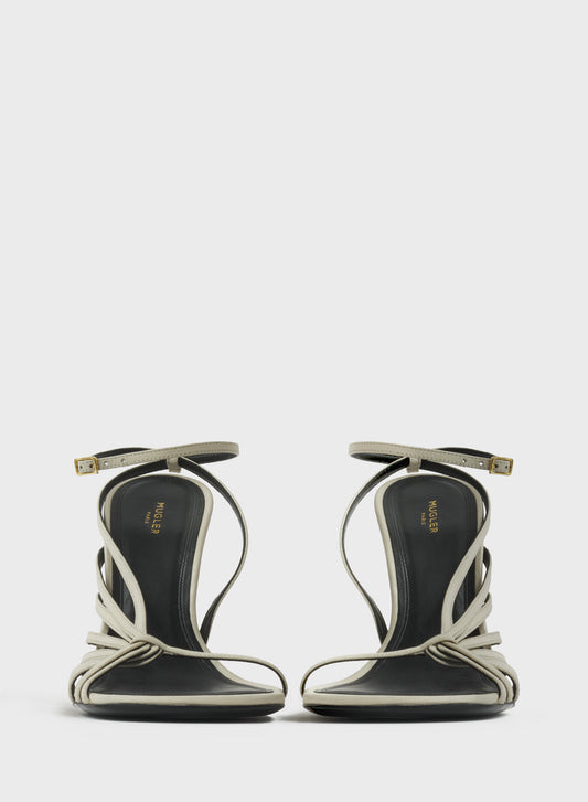 Milk knotted t-strap sandals 105