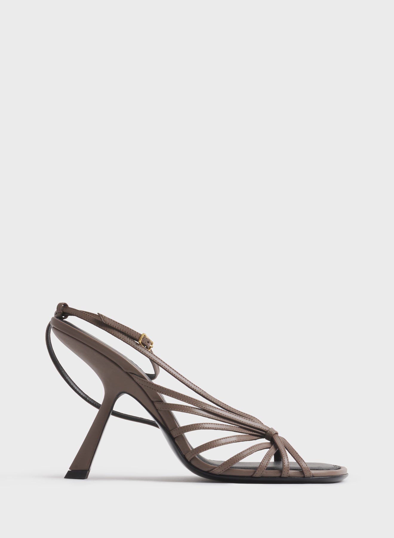 Taupe knotted t-strap sandals 105