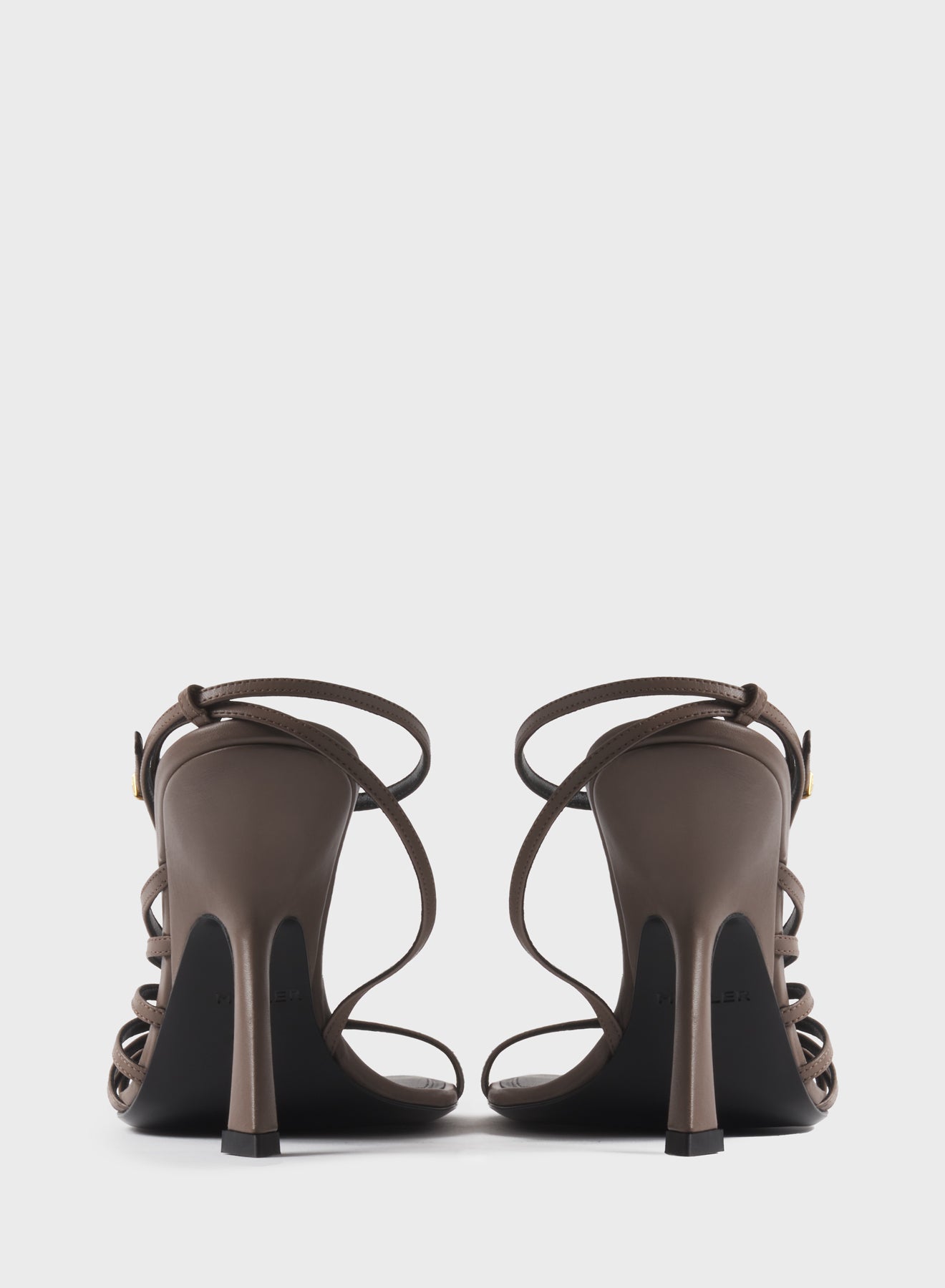 Taupe knotted t-strap sandals 105