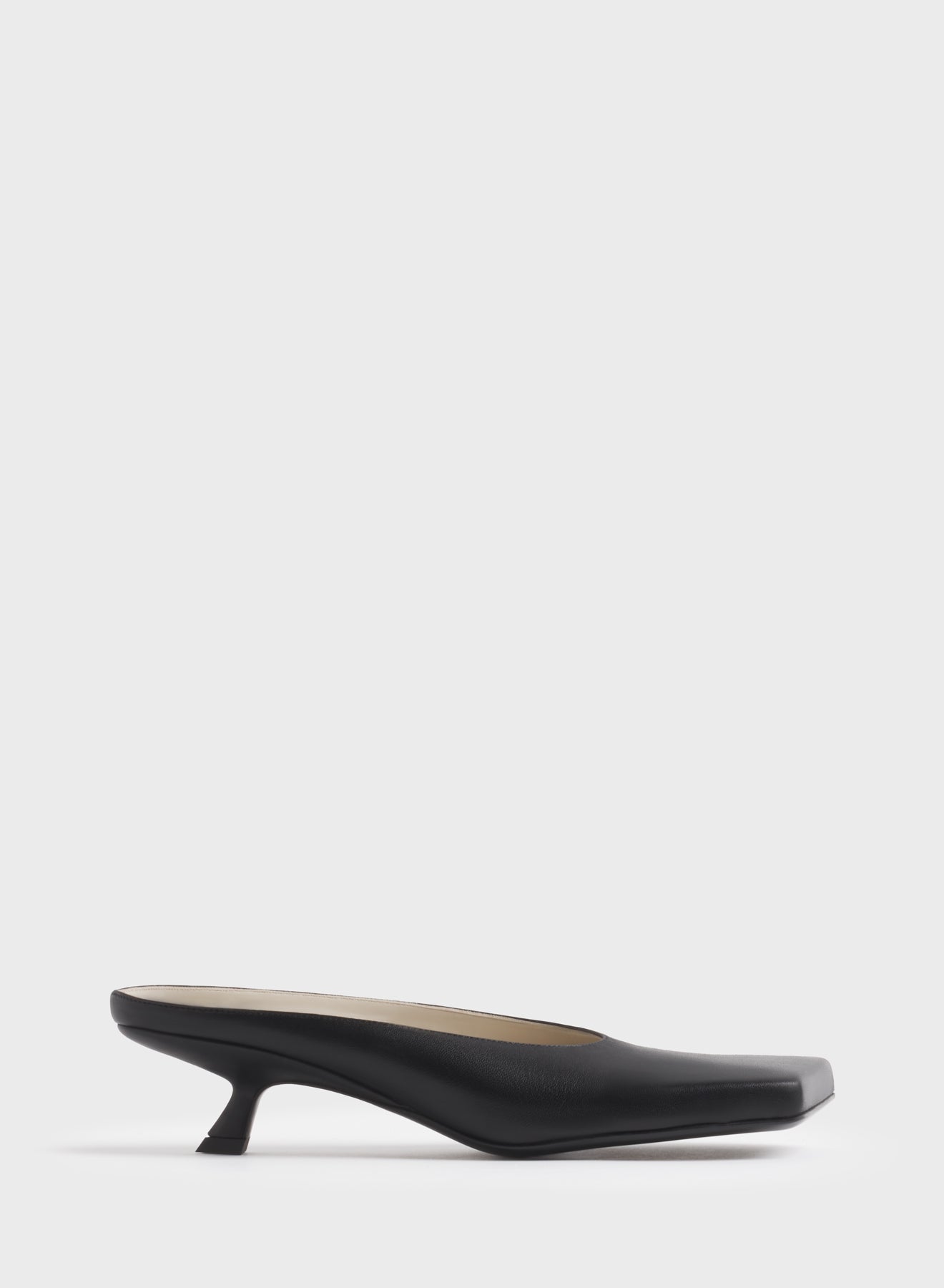 Black square mules 45