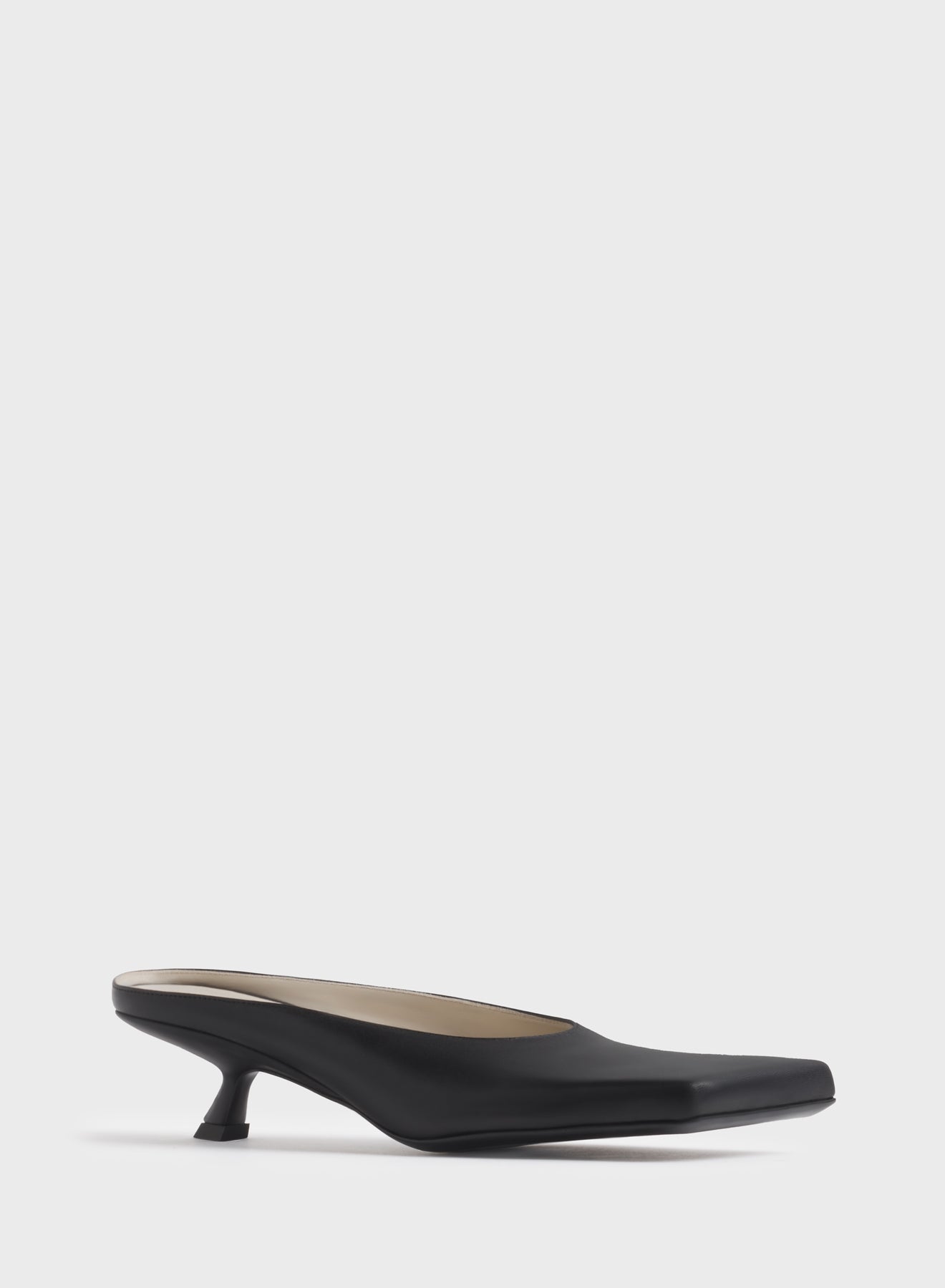 Black square mules 45