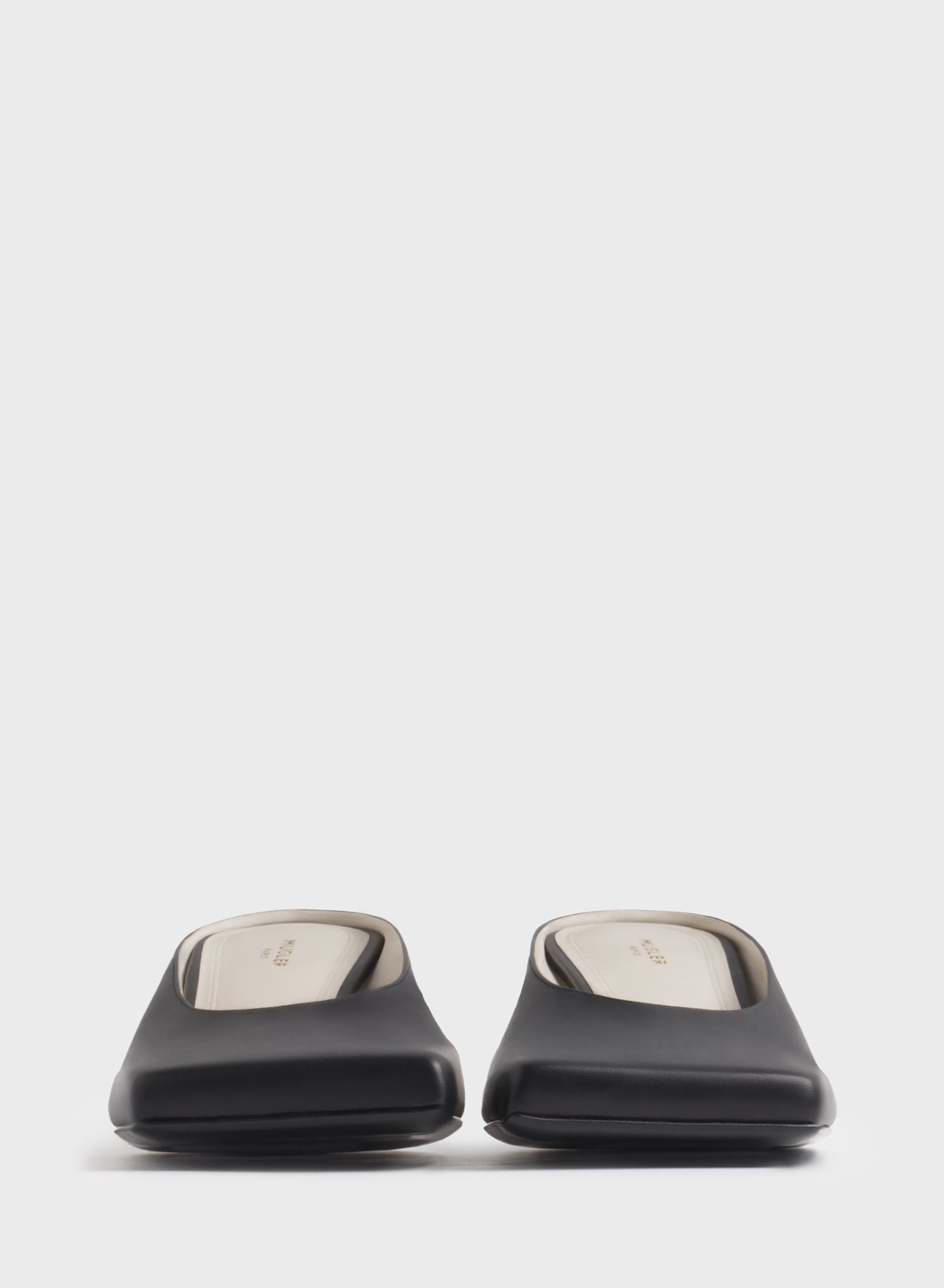 Black square mules 45