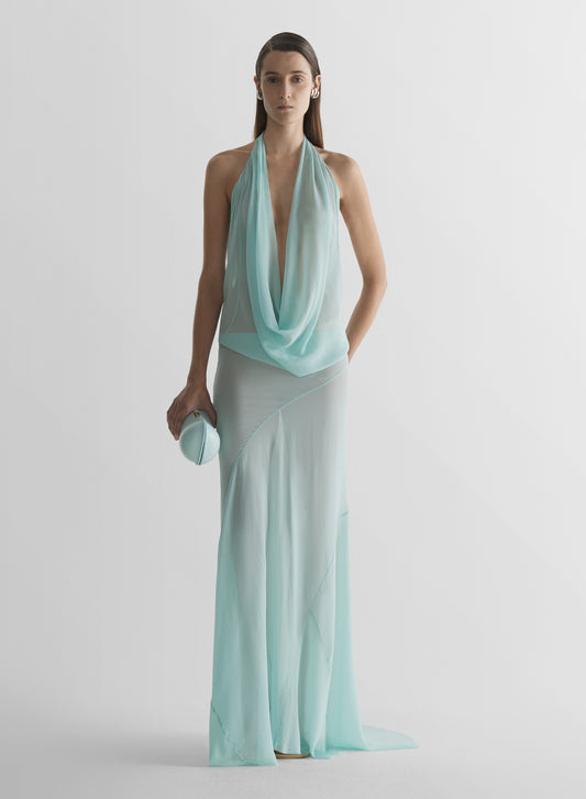Draped halter gown