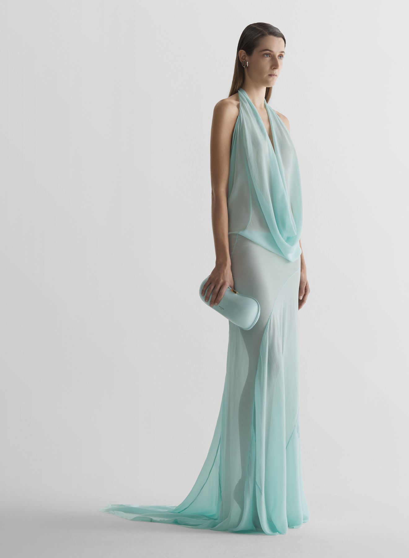 Draped halter gown