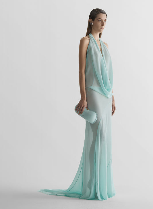 Draped halter gown