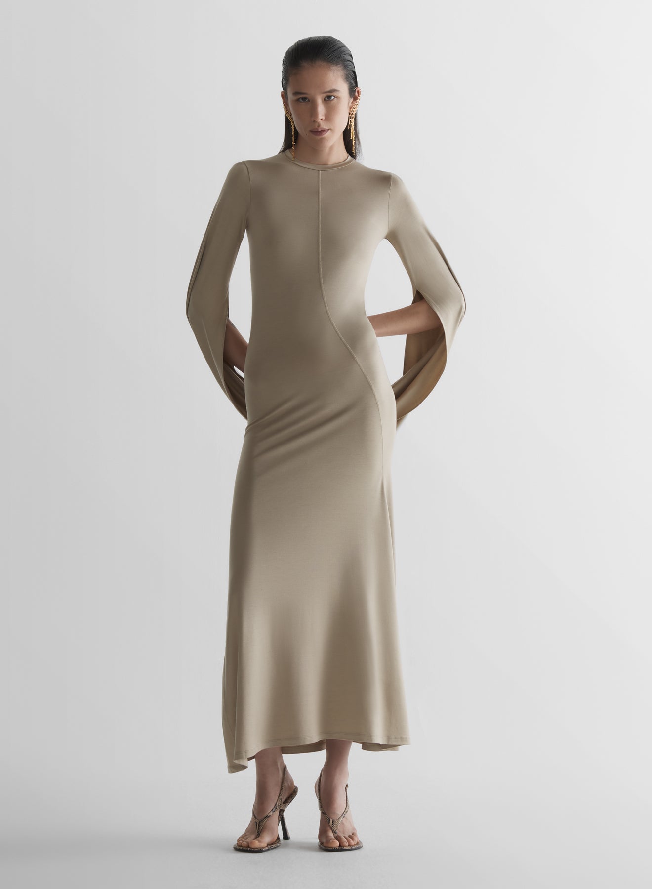 Cascade loop jersey dress
