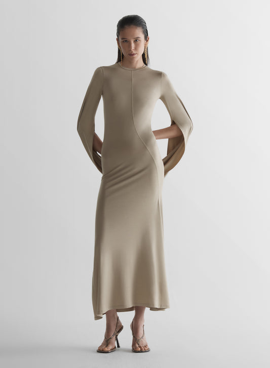 Cascade loop jersey dress