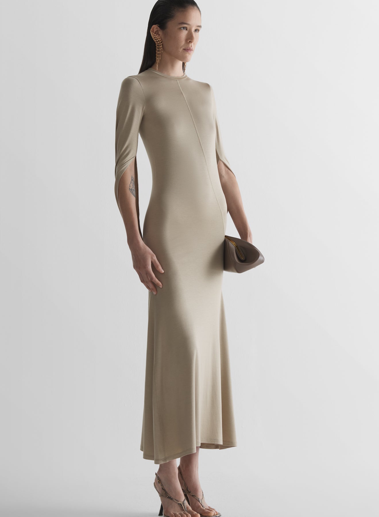 Cascade loop jersey dress