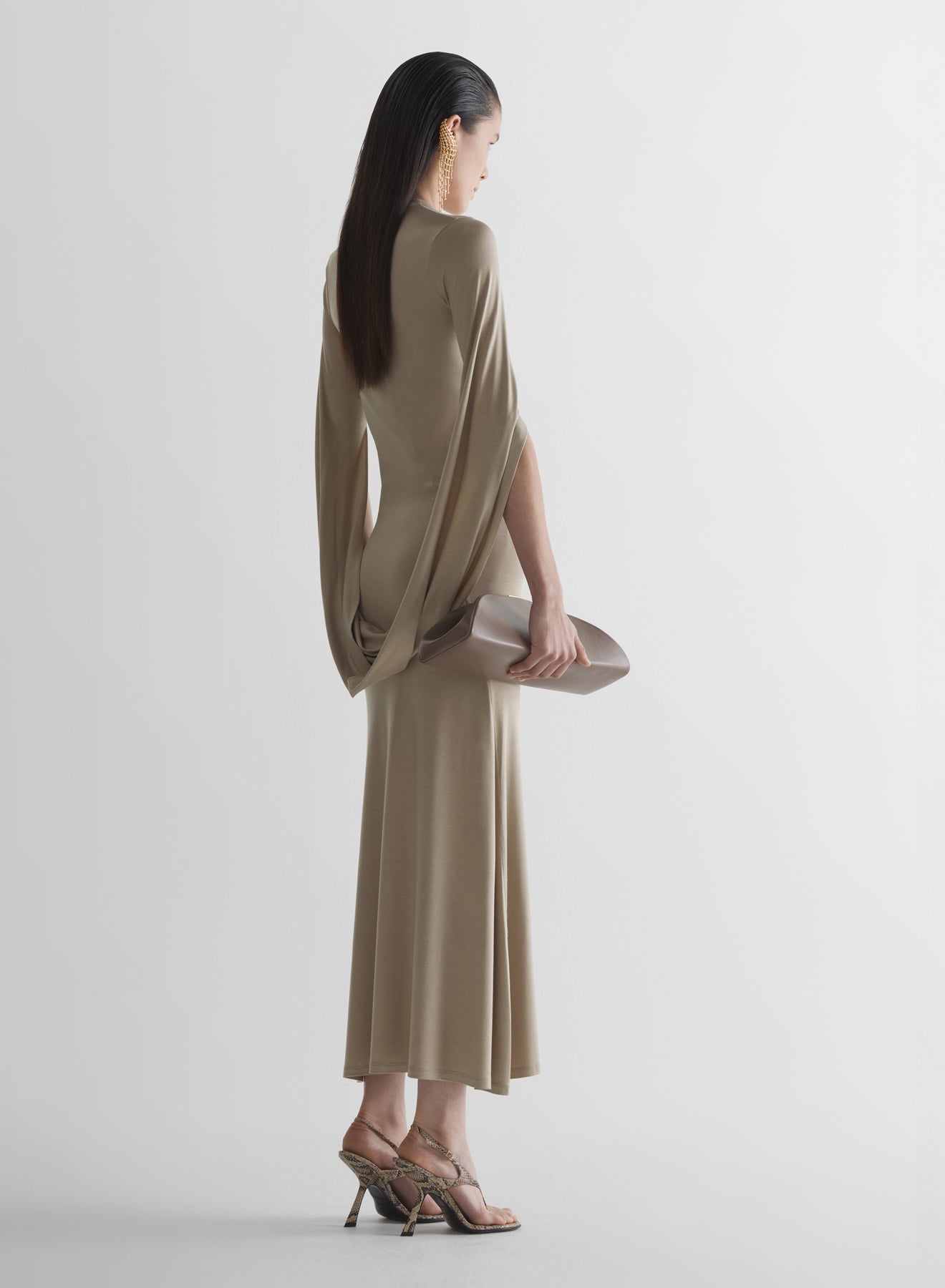 Cascade loop jersey dress