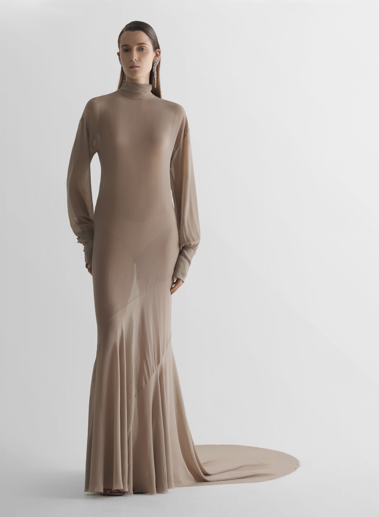 Turtleneck sheer gown