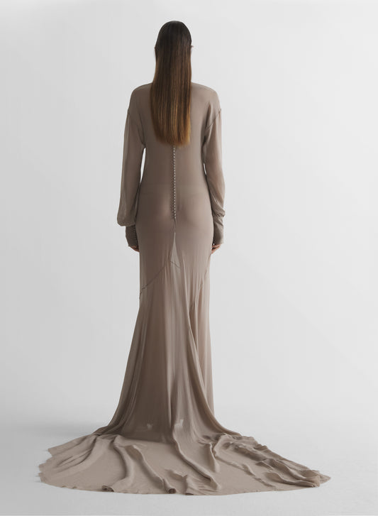 Turtleneck sheer gown