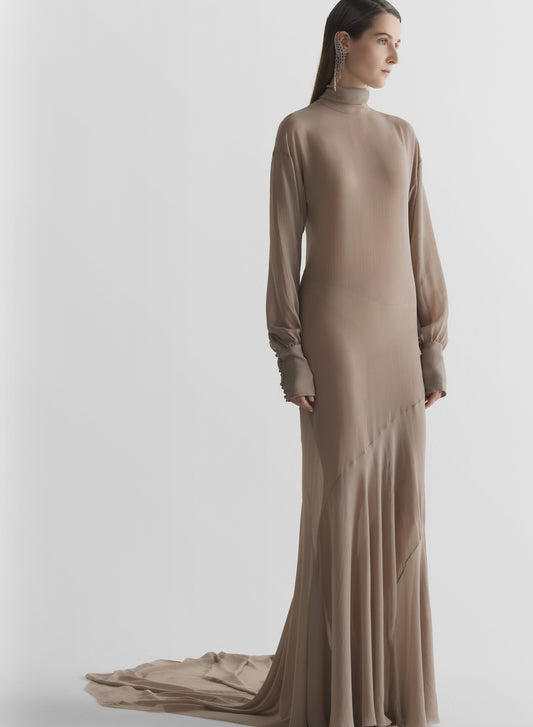 Turtleneck sheer gown