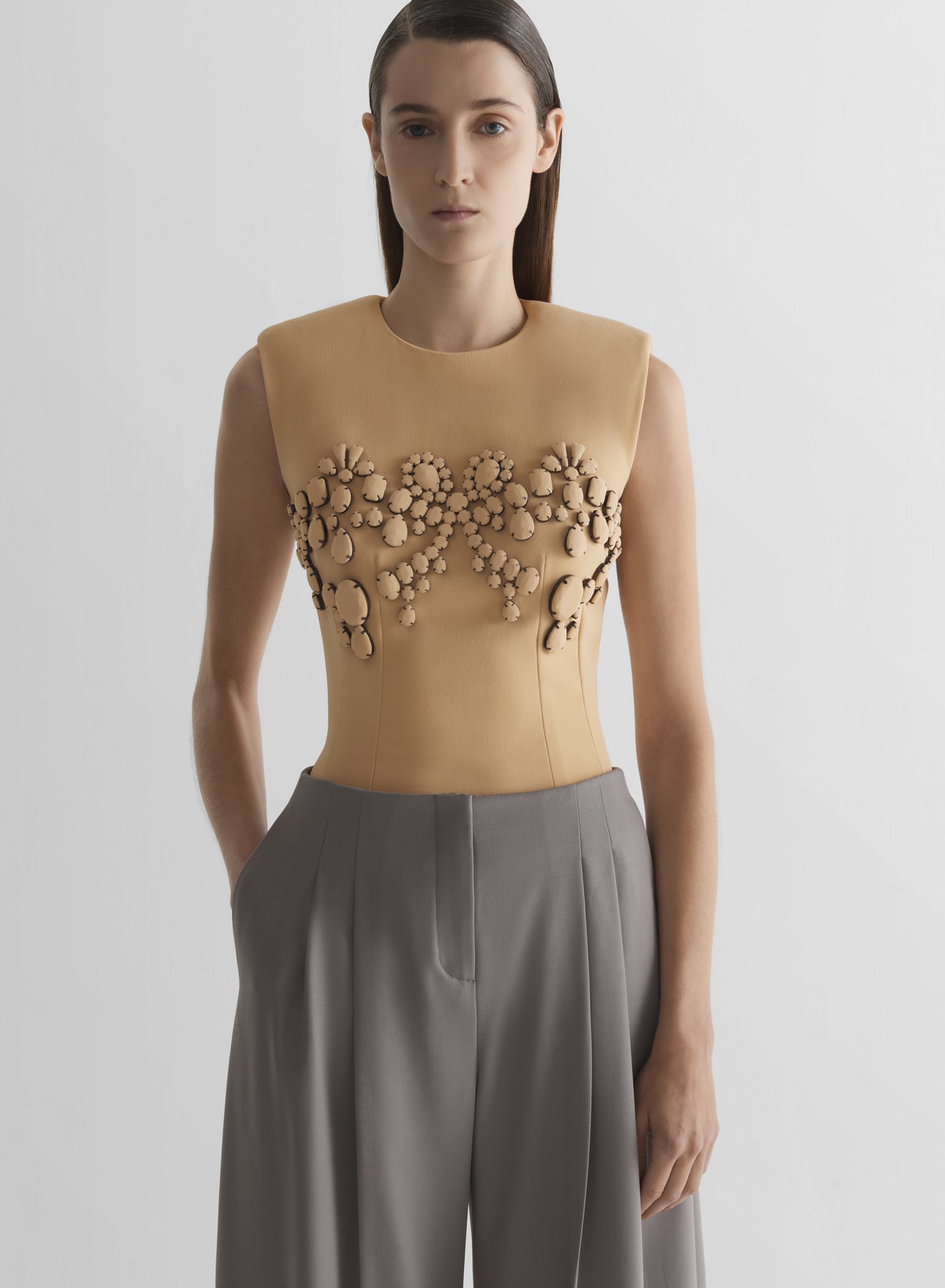 Mugler(ミュグレー) ラインストーンエンベリッシュド メッシュ トップス Tops | MUGLER Official Website – Mugler