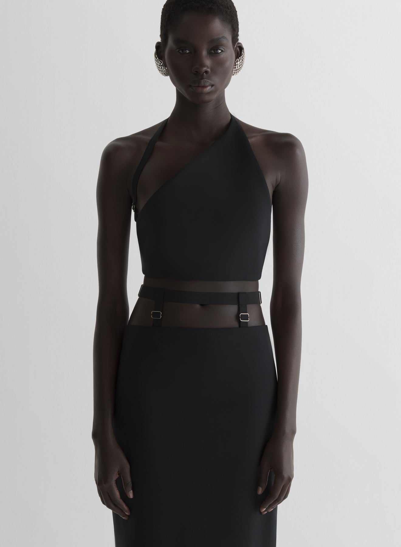 Cropped tailored strap top