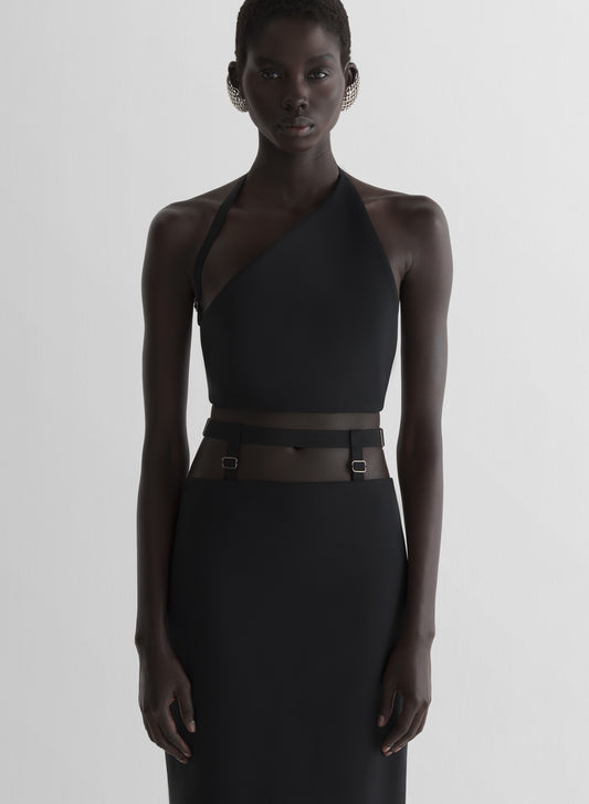 Cropped tailored strap top