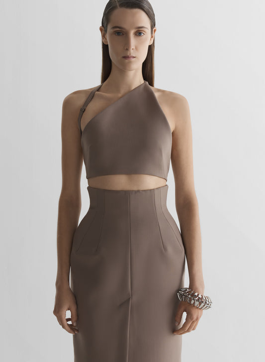 Cropped tailored strap top