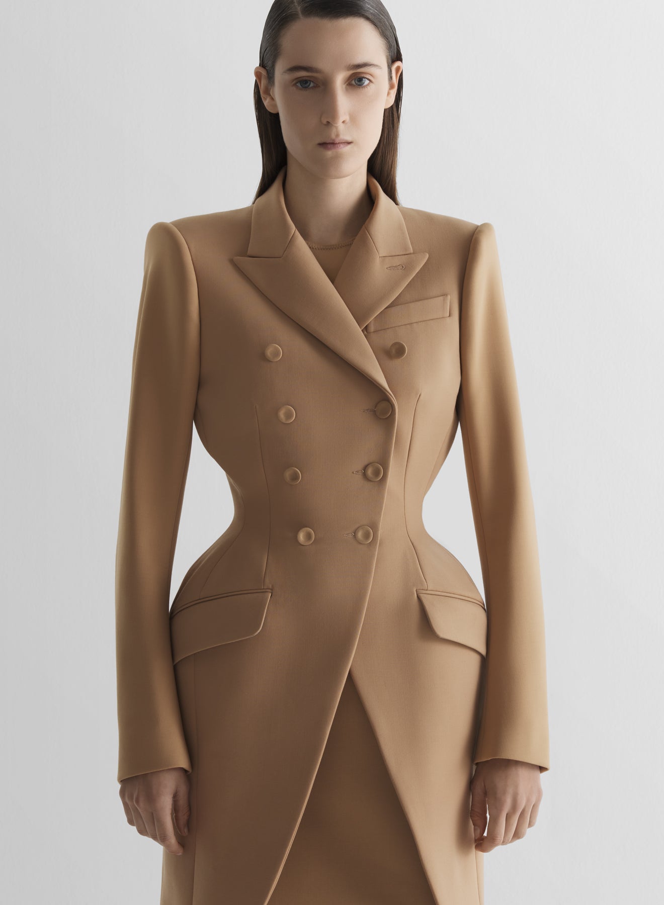 beige dress jacket womens Beige linen one-button Blazer with peak lapels