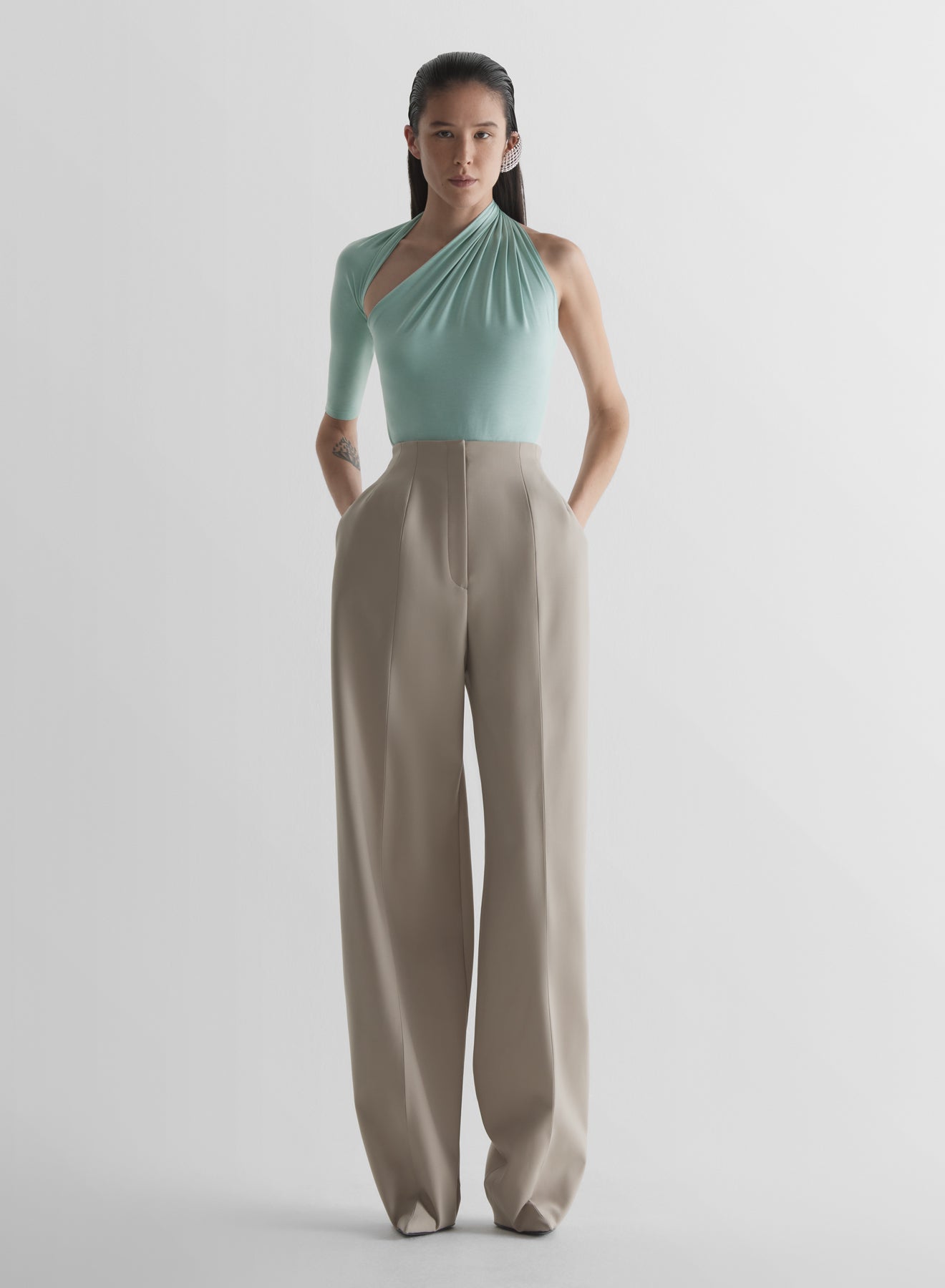 Draped loop  jersey top