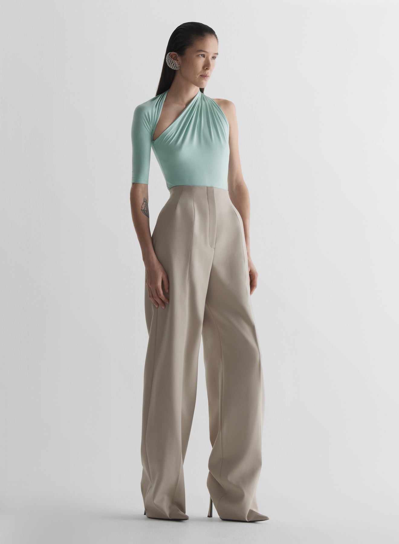 Draped loop  jersey top