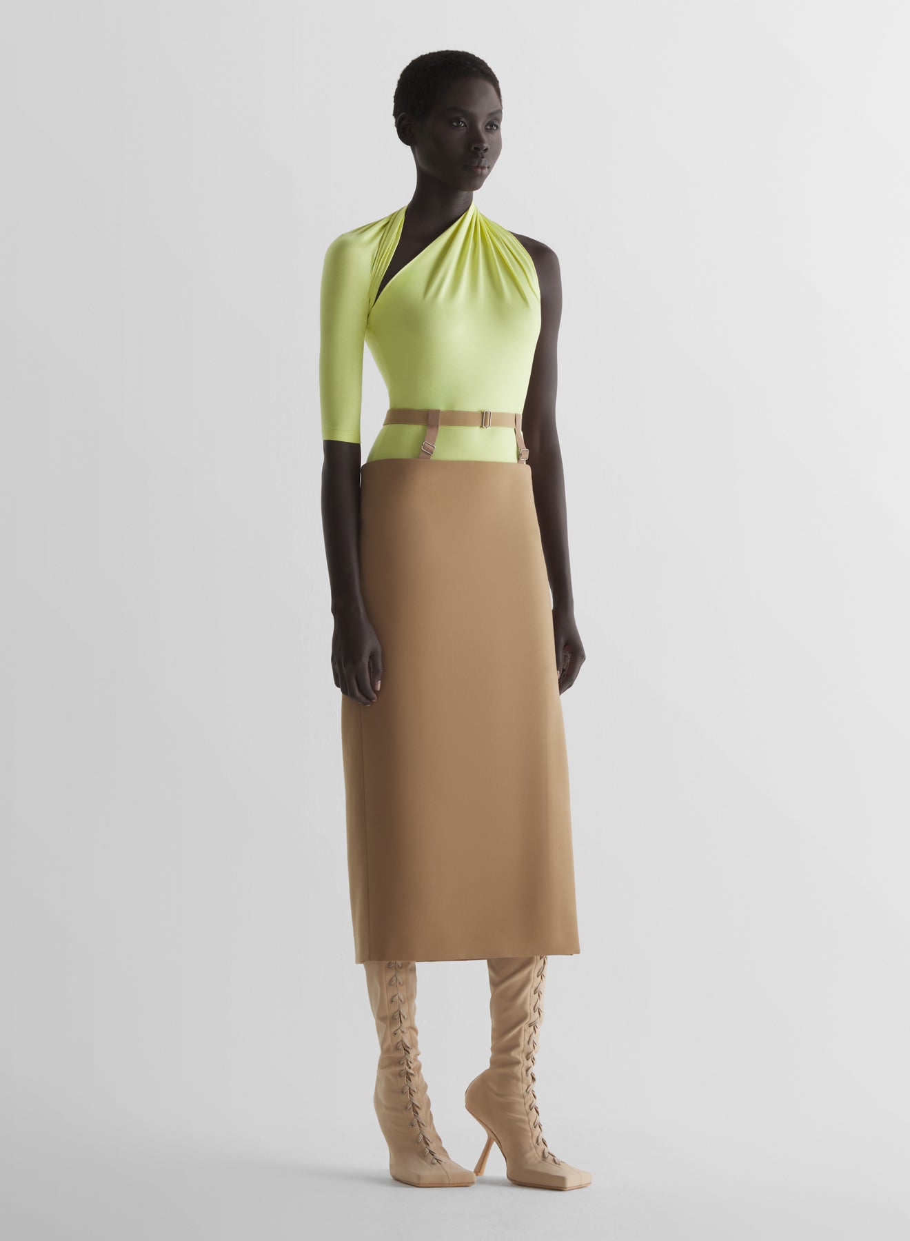 Yellow Draped loop jersey top | MUGLER Official Website – Mugler
