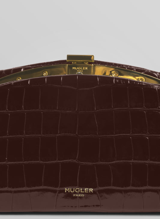 brown croco lua clutch