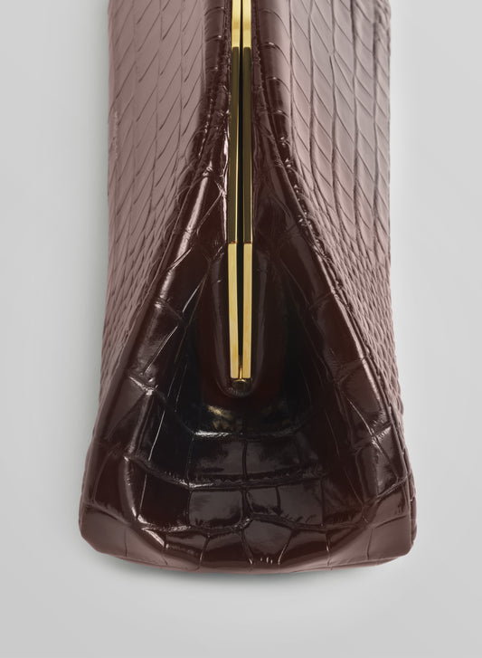 brown croco lua clutch
