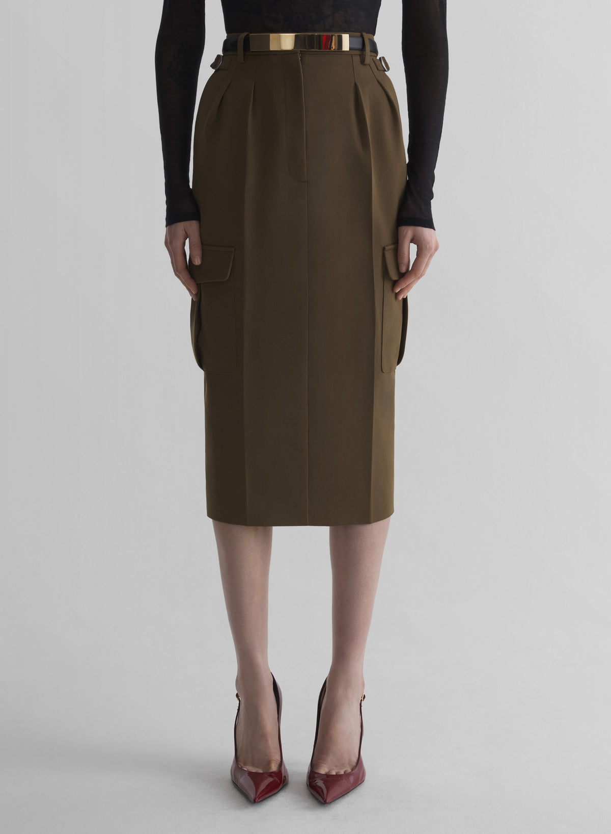 khaki cargo skirt