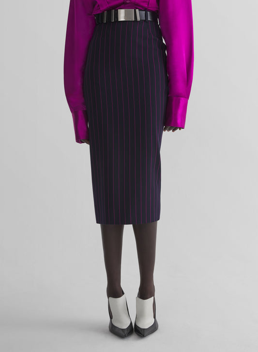 pinstripe midi pencil skirt