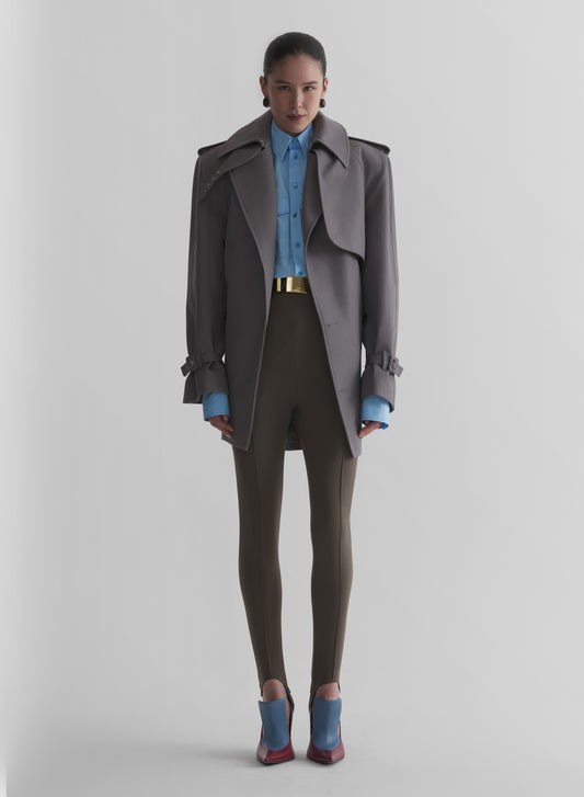 grey short trench coat