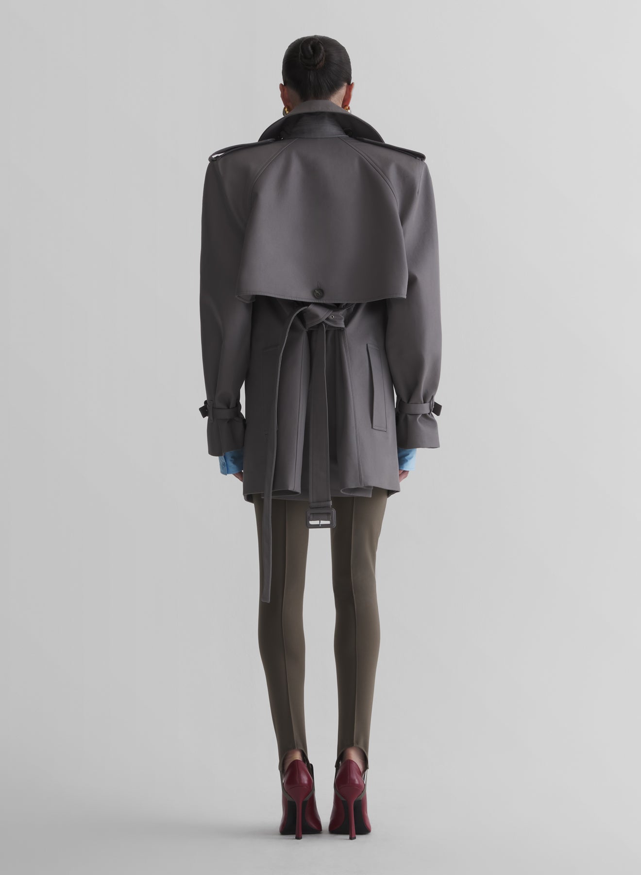grey short trench coat