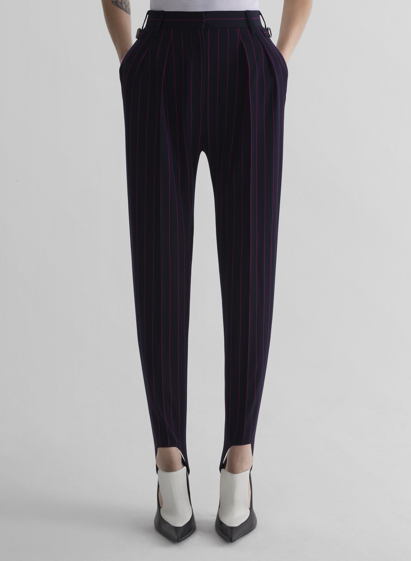 pinstripe carrot pants