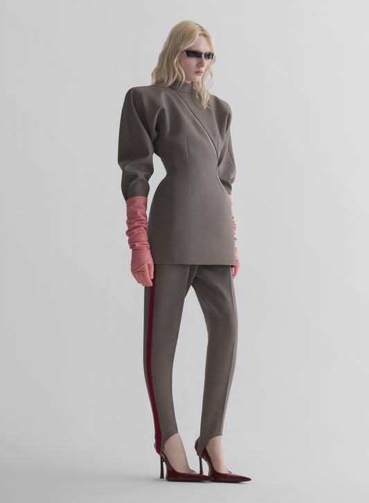 taupe mini zipped dress
