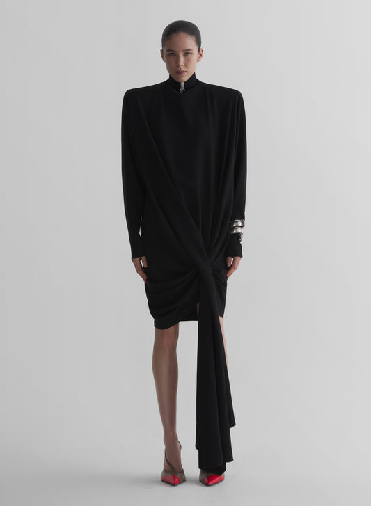 black cascade boxy dress