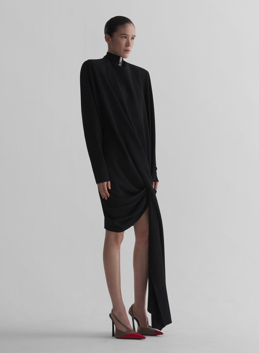 black cascade boxy dress