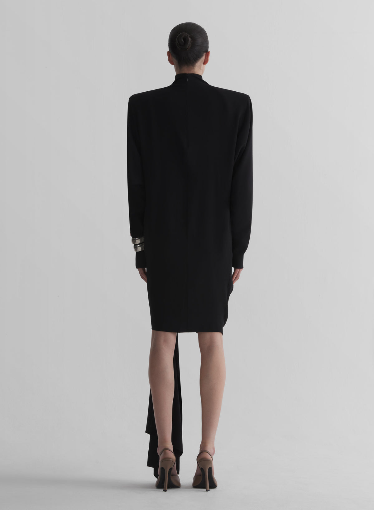 black cascade boxy dress
